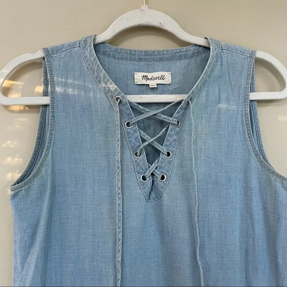 Madewell denim chambray lace up dress‎